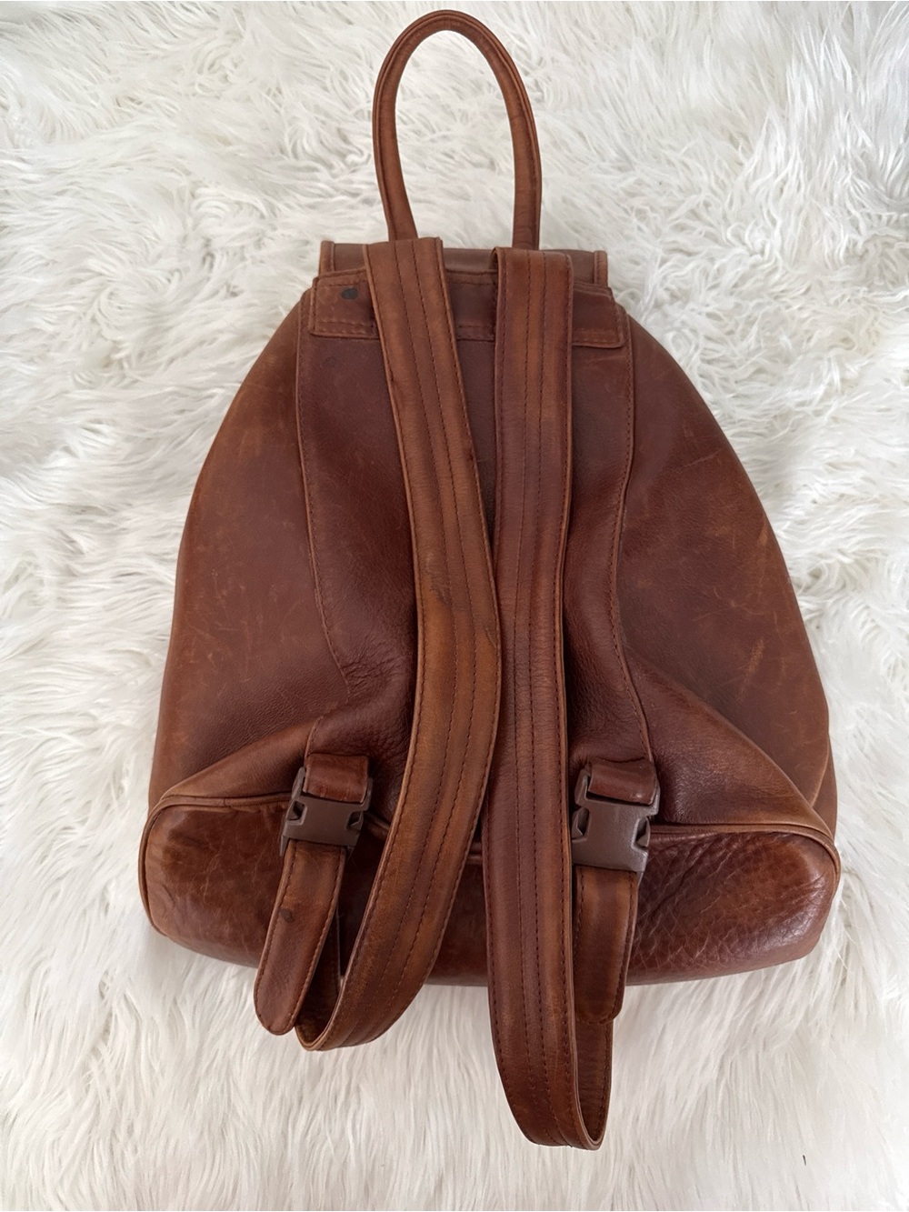 Boulder Ridge Classic Brown Leather Drawstring Backpack - Picture 2 of 3